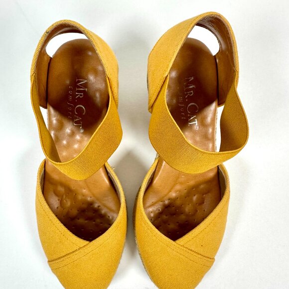 Mr. Cat Mustard Espadrille Wedge Sandals | Women’s Size 6 | Closed Toe + Cushion - Picture 13 of 13